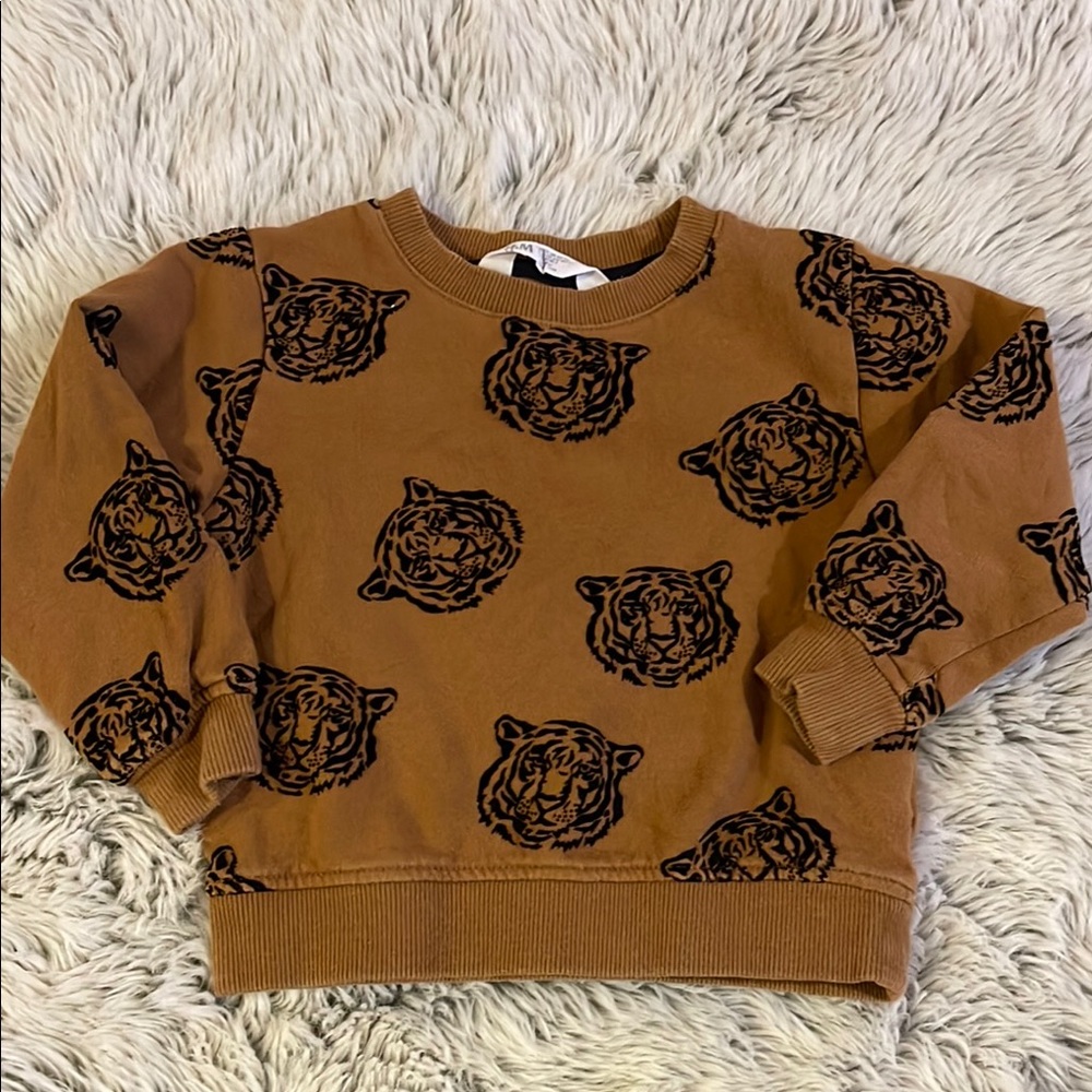 Brown Tiger Print Kids Sweatshirt